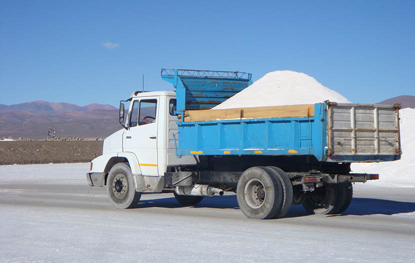 Photo of a large truck carrying De-Icing Salt